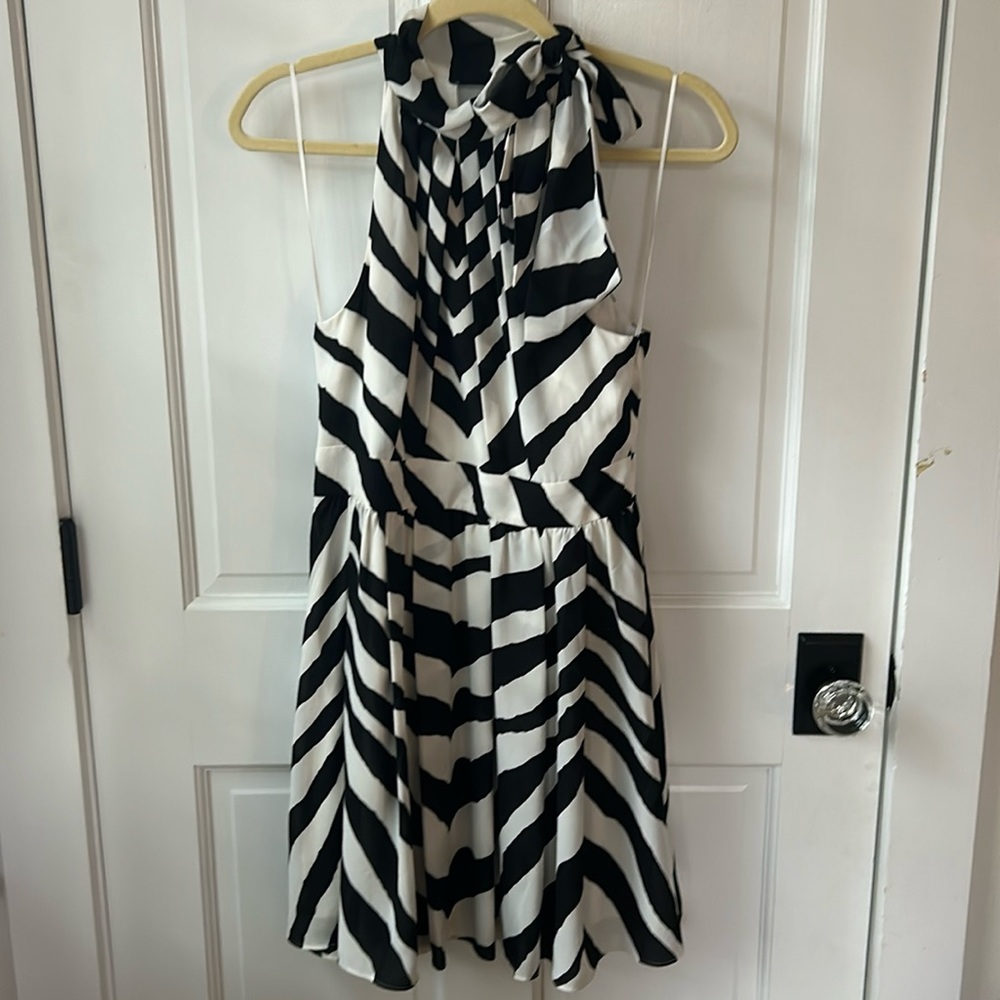 Black and white print halter dress